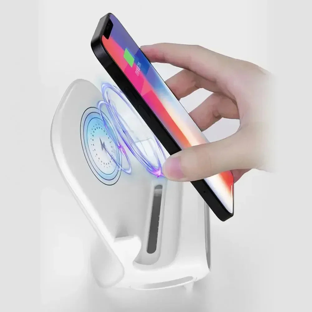 ⚡ شاحن لاسلكي 15 واط مع حامل – شحن سريع وآمن معتمد Qi متوافق مع iPhone وSamsung وXiaomi