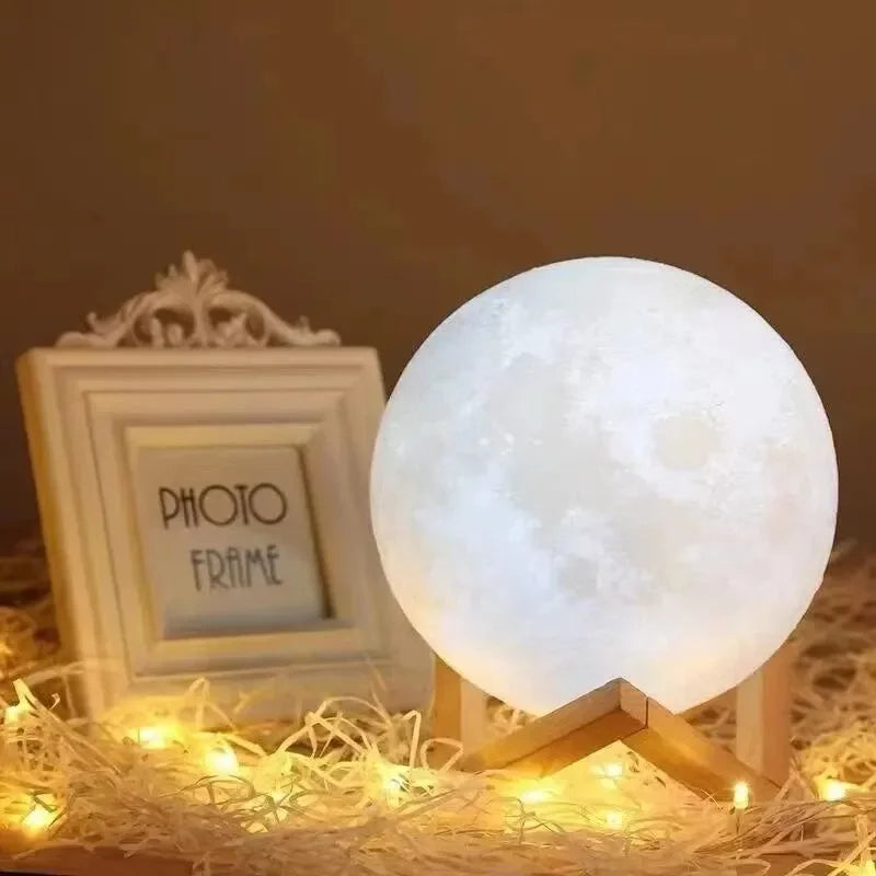 🌙 مصباح القمر LED بتصميم المجرة – إضاءة دافئة DIY (هدية – ديكور غرفة نوم)