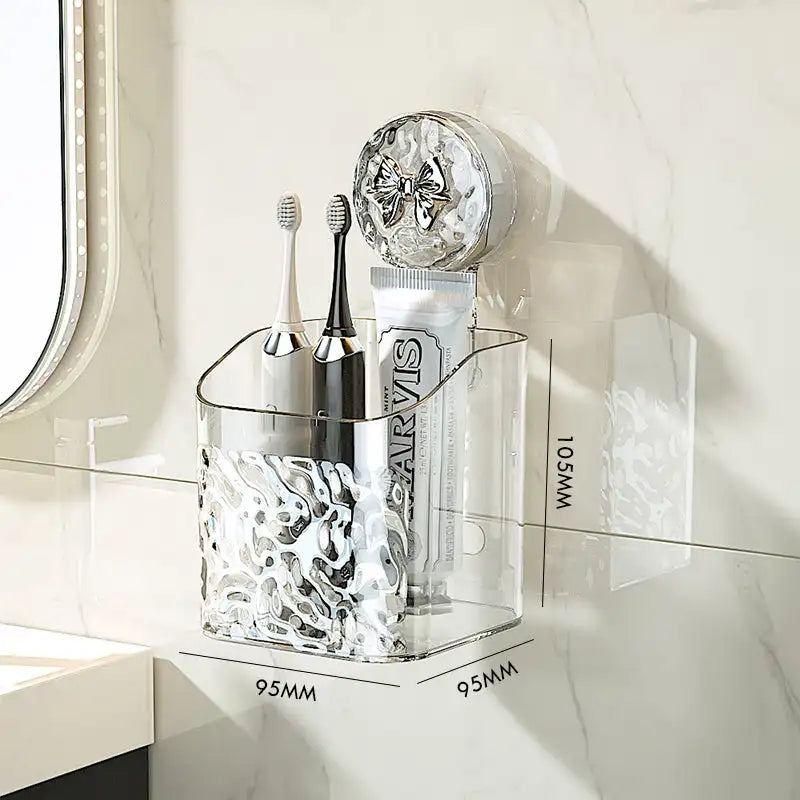 🧼 رف حمام فاخر بتصميم الجليد | تثبيت بدون مسامير | قابل للتصريف Light Luxury Glacier-Pattern Suction Cup Shower Shelf