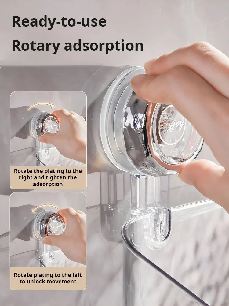 🧼 رف حمام فاخر بتصميم الجليد | تثبيت بدون مسامير | قابل للتصريف Light Luxury Glacier-Pattern Suction Cup Shower Shelf