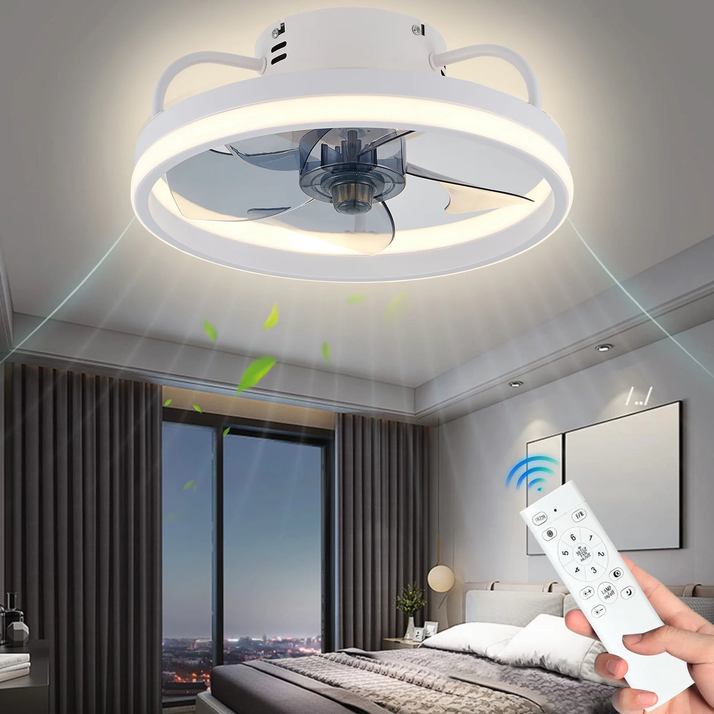 💡 مروحة سقف بإضاءة LED وتحكم عن بعد الراحة والأناقة في تصميم واحد مثالي!
