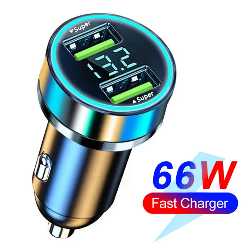 🚗🔌 شاحن سيارة سريع PD + QC3.0 مع شاشة رقمية – 6 منافذ (4 USB + 2 PD)