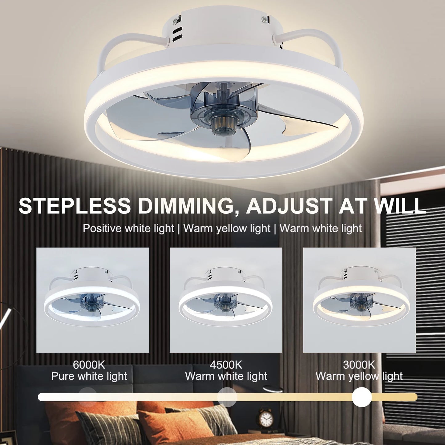 💡 مروحة سقف بإضاءة LED وتحكم عن بعد الراحة والأناقة في تصميم واحد مثالي!